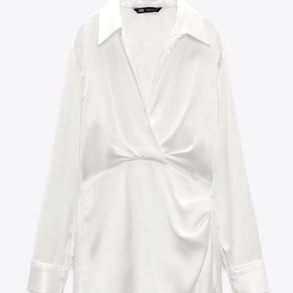 Zara Dress White Size XL Short Satin Dress - Picture 1 of 4
